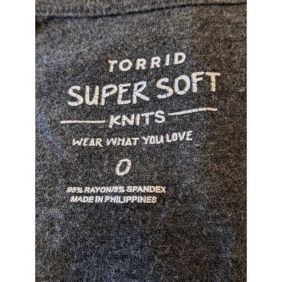Torrid Super Soft Womens L Tunic Top Jersey Henley Gray Short Sleeve Longline - Picture 8 of 8